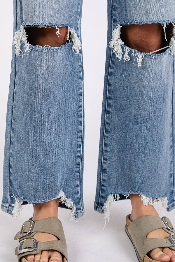 Megan High Rise Stretch Destroyed Hem
