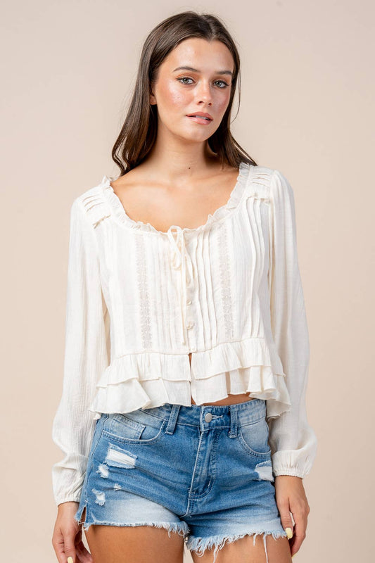 Mayflower Ruffle Button Top