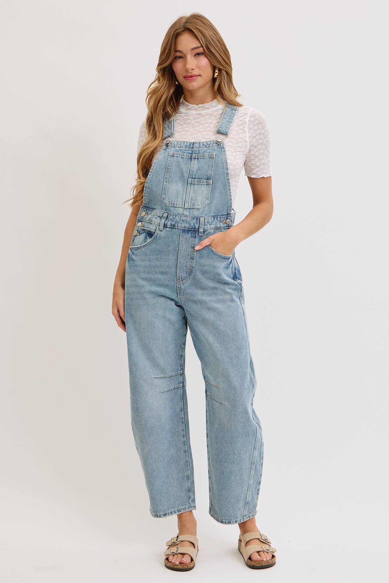 Kristin Barrel Denim Overalls
