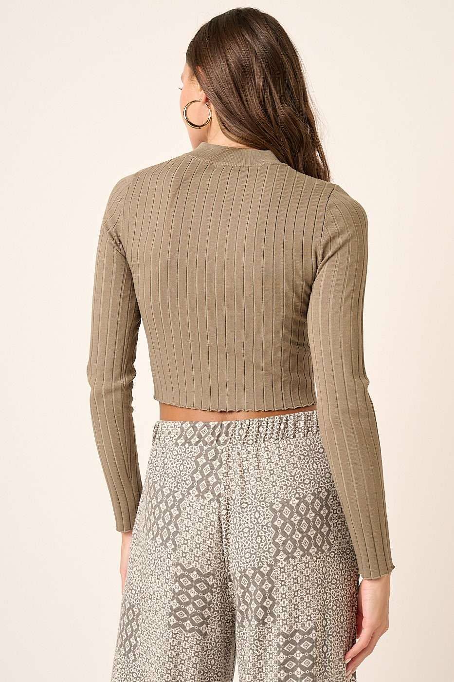 Mockneck Ribbed Crop Top