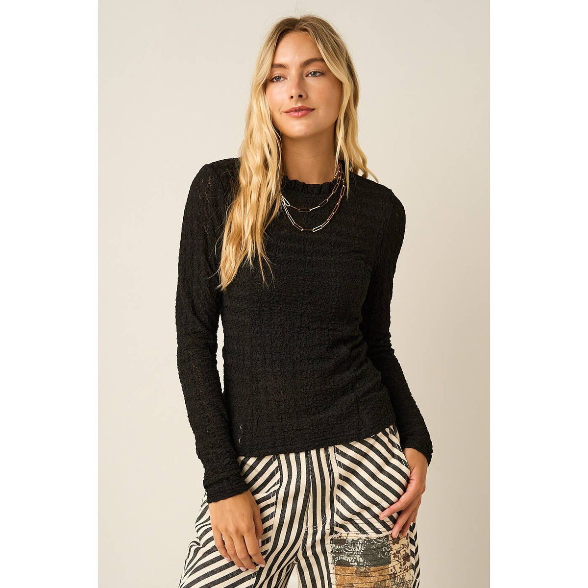 Yaya Textured Long Sleeve Top