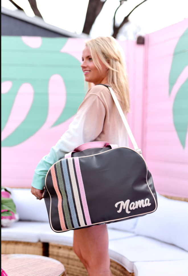 Mama Duffle Bag Charcoal + Stripe