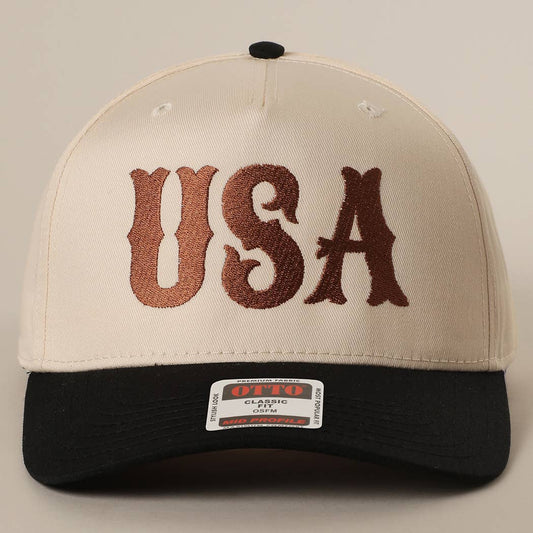 USA Typography Embroidered Two-Tone Trucker Hat