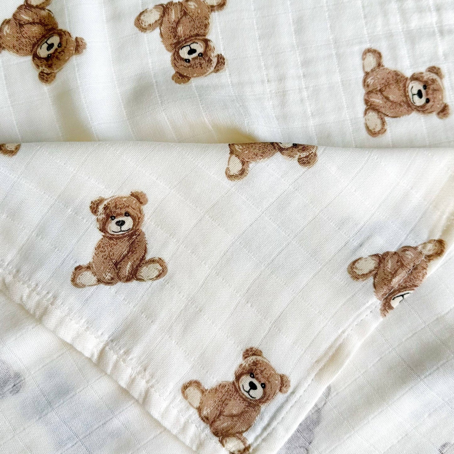 Bamboo Muslin Swaddle Teddy Bear Blanket