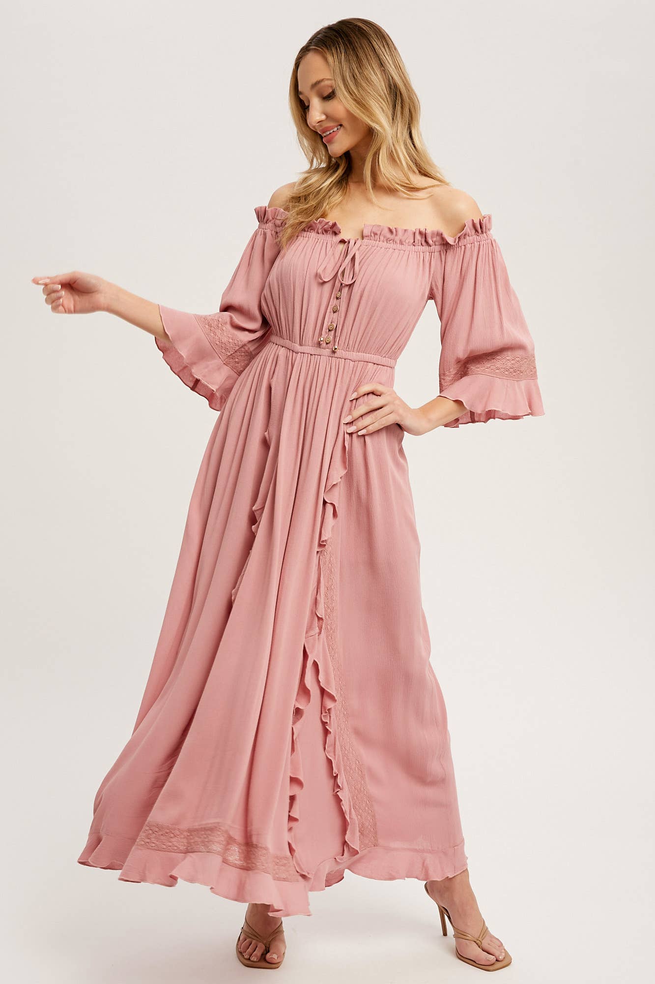 Off The Shoulder Boho Maxi Dress