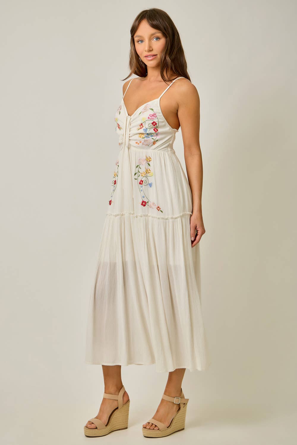 Danielle Embroidered Boho Midi Dress