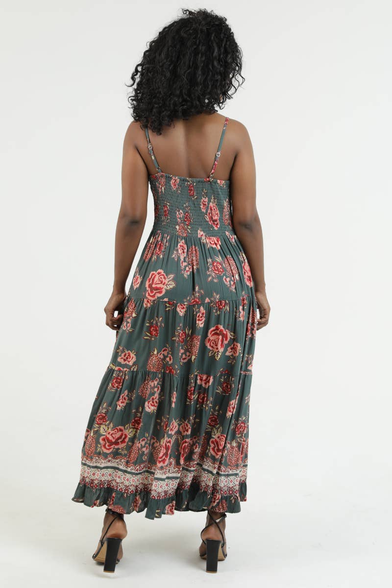 Forever Floral Print Maxi Dress w/Slit & Pockets