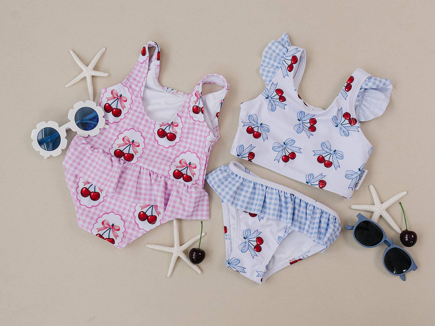 Gingham Cherry One Piece Swimmie