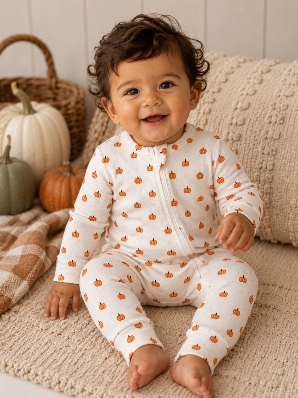 Pumpkin Organic Pointelle 2-Way Zip Sleeper