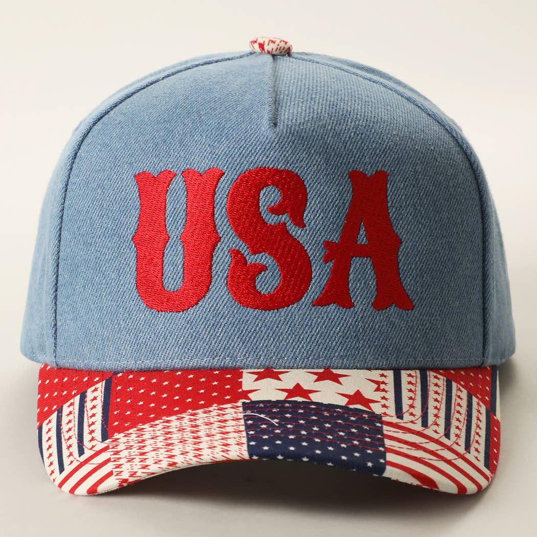 USA Embroidered Denim Trucker Hat