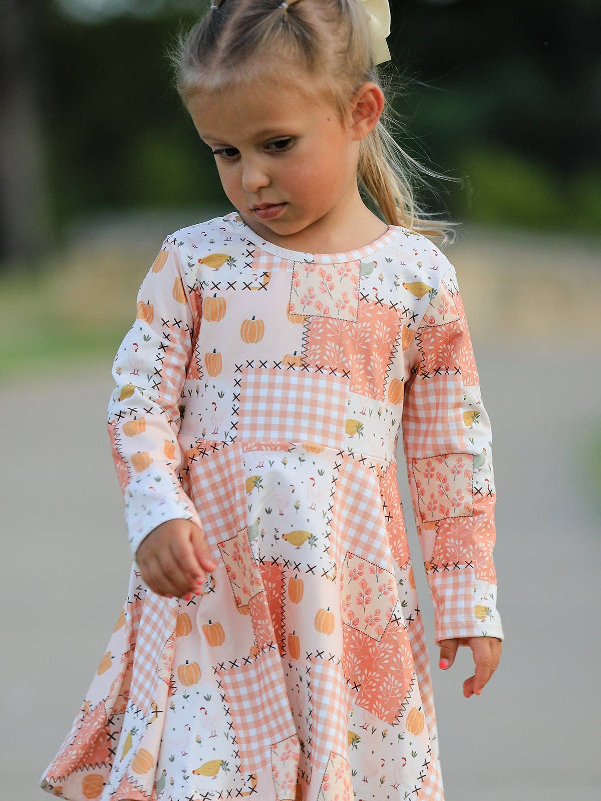 Thanksgiving Halloween Patchwork Girls Dress