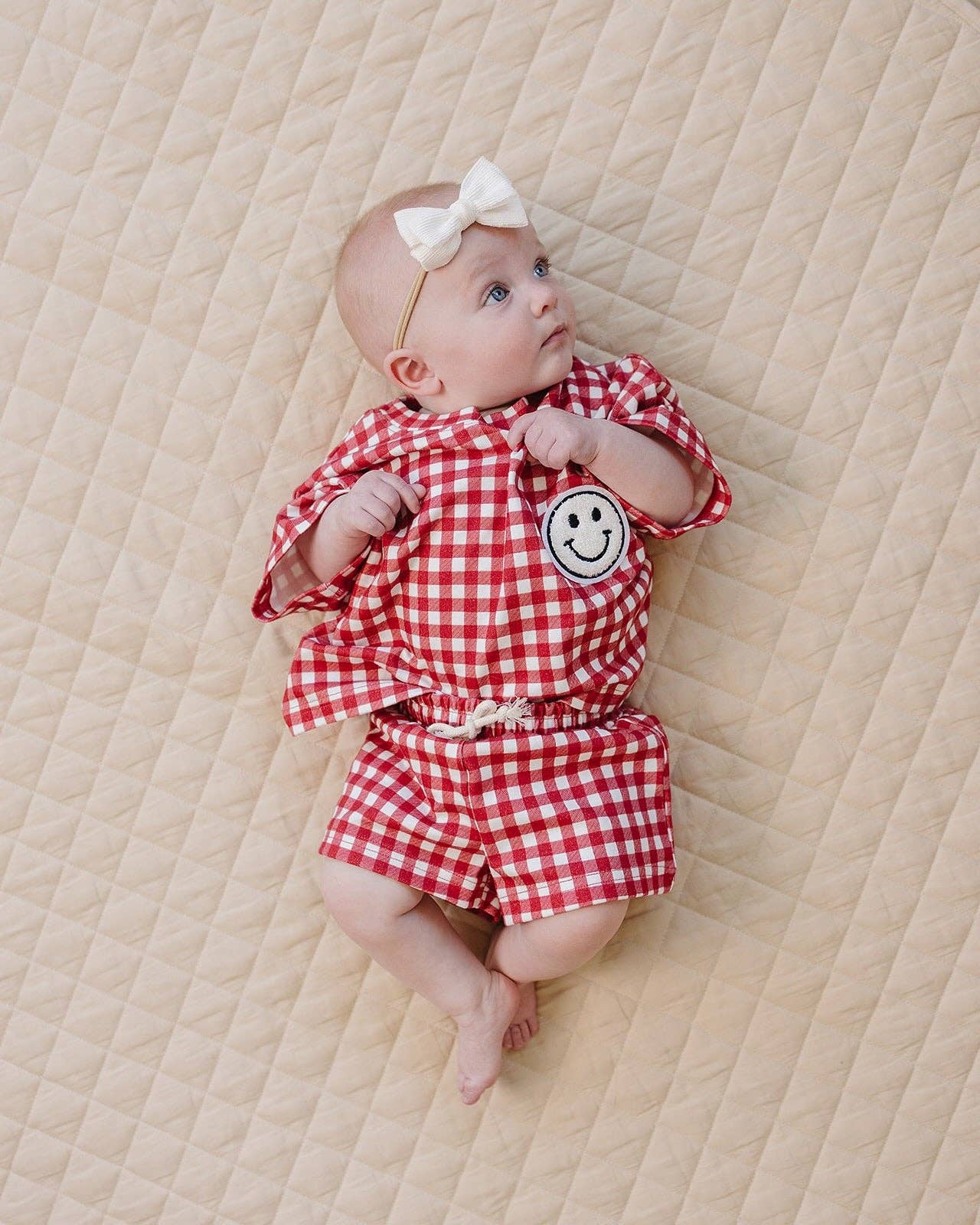 Red Gingham Shorts Set