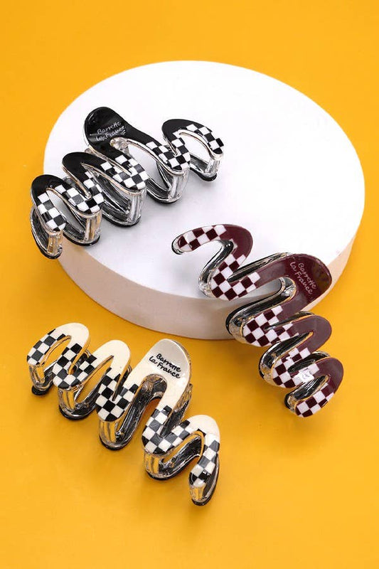 Jumbo Checkered Claw Clips