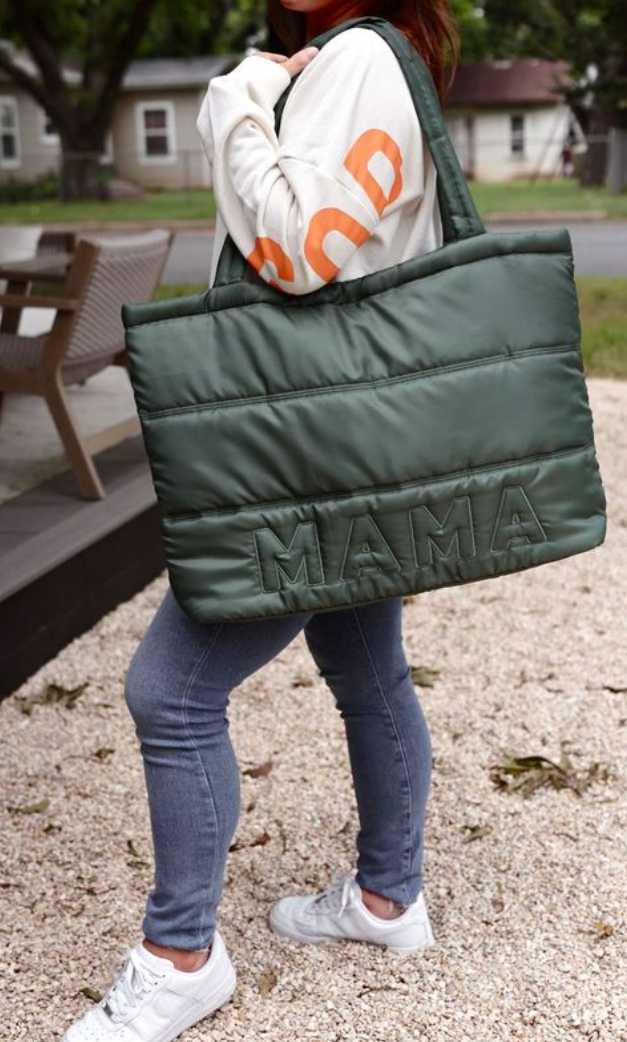 Let's Go Olive Carry All Puffer Tote