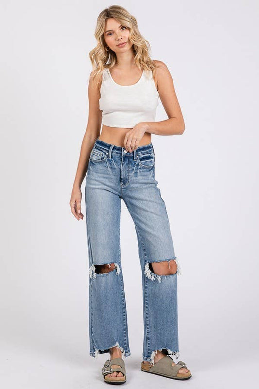 Megan High Rise Stretch Destroyed Hem