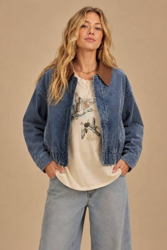 Mineral Wash  Corduroy Bomber Jacket