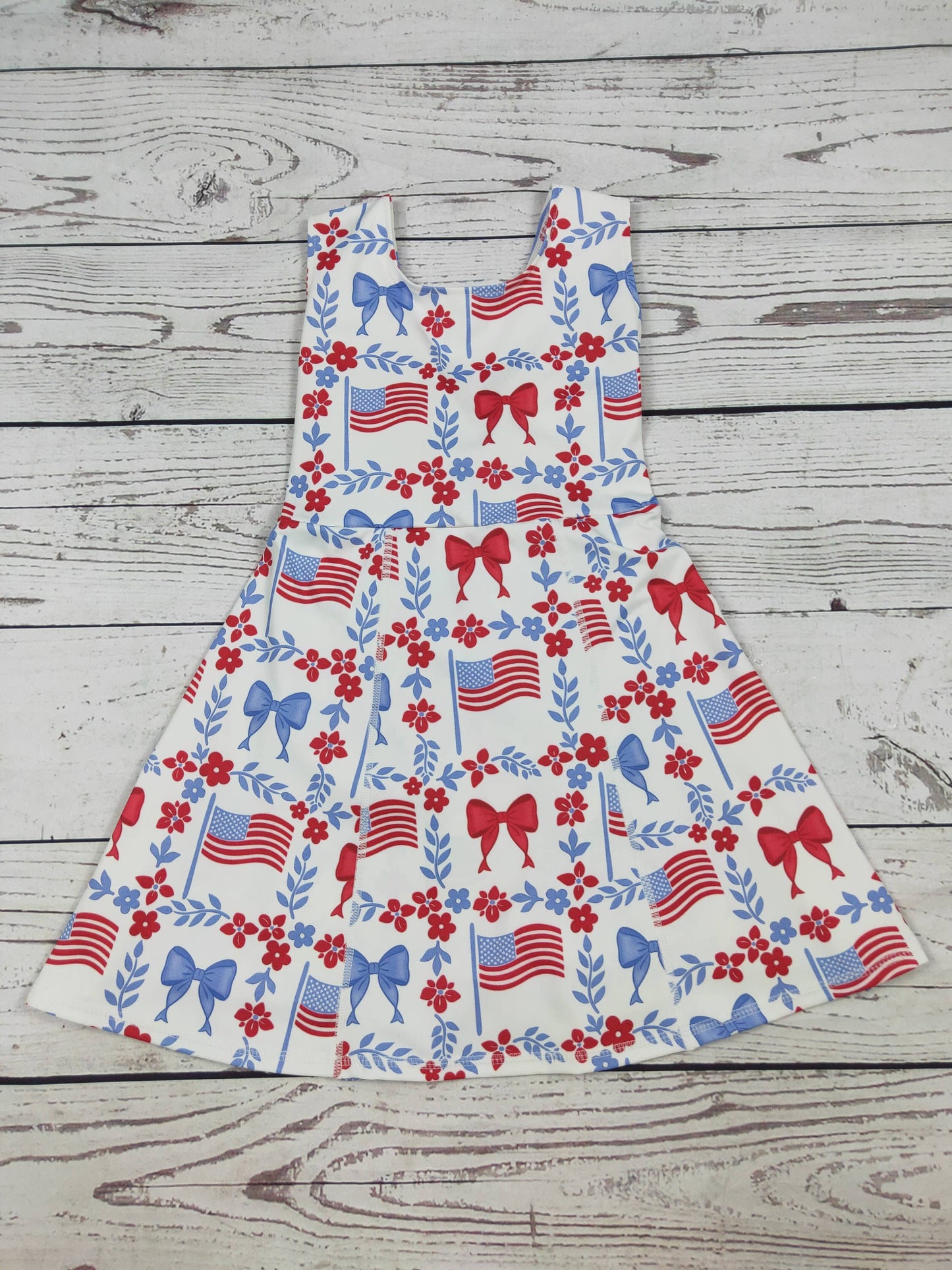 Girls Flower Coquette Patriotic Athletic Dress