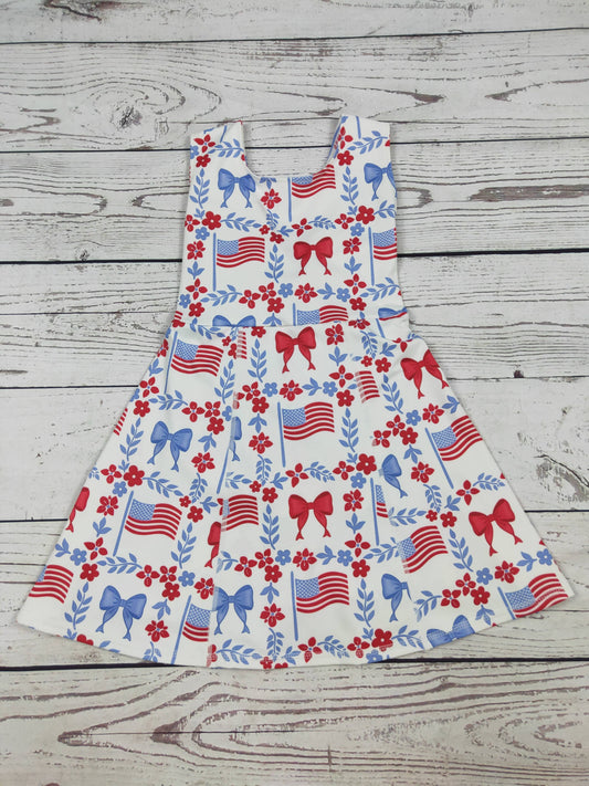 Girls Flower Coquette Patriotic Athletic Dress
