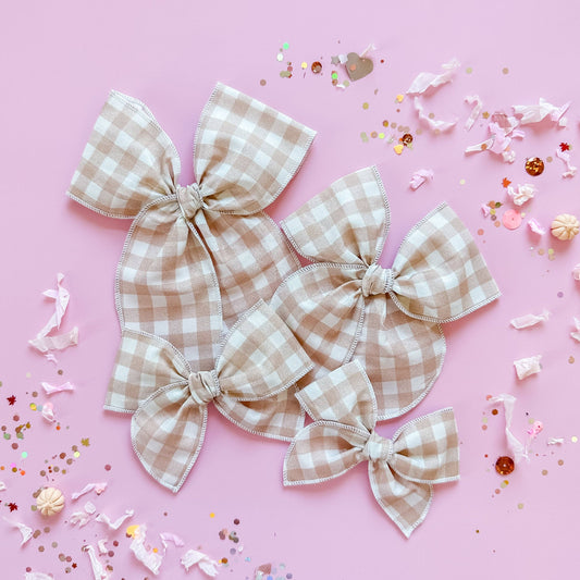 Beige and White Gingham Piggies