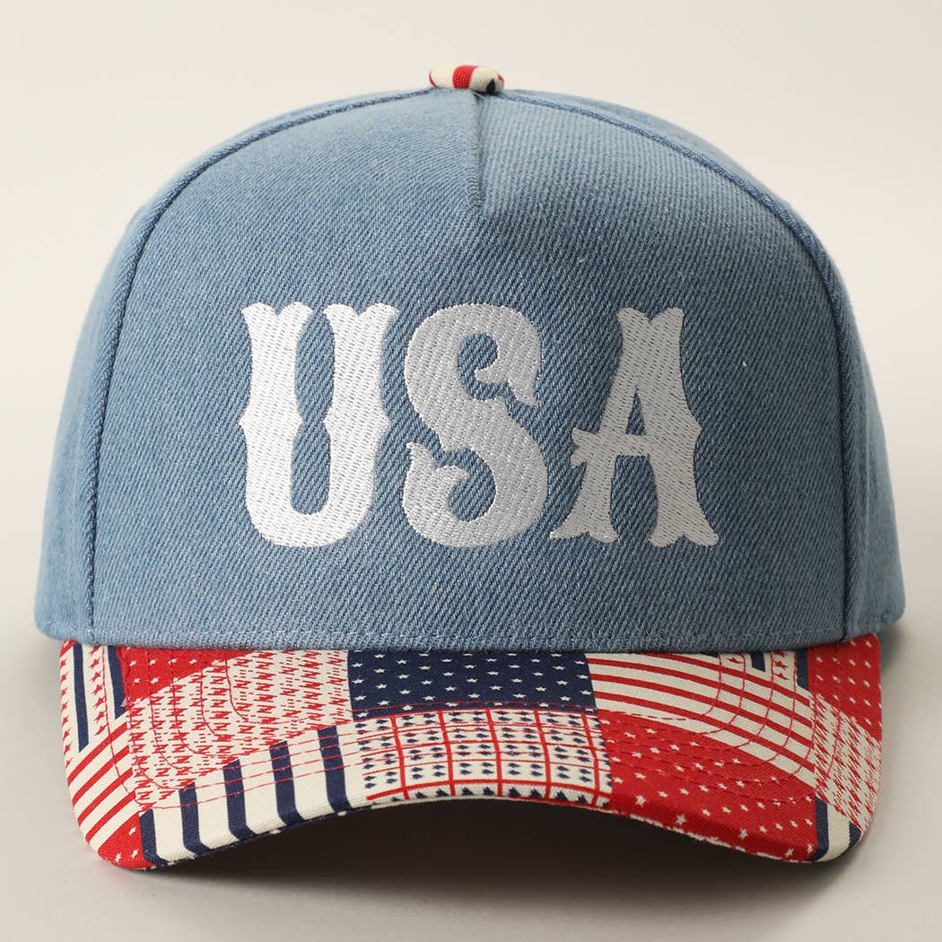 USA Embroidered Denim Trucker Hat