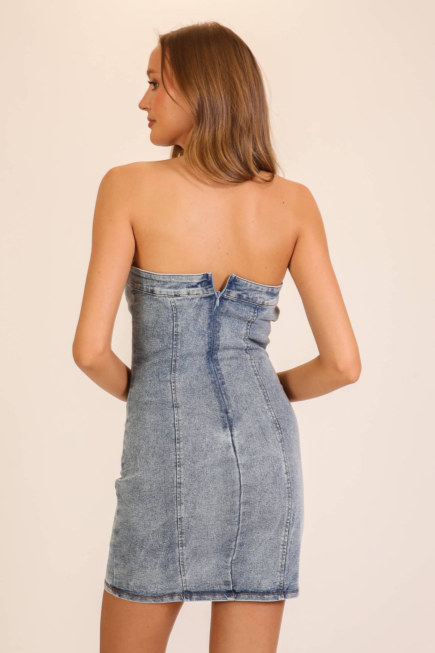 Country Lace-Up Stretch Denim Mini Dress