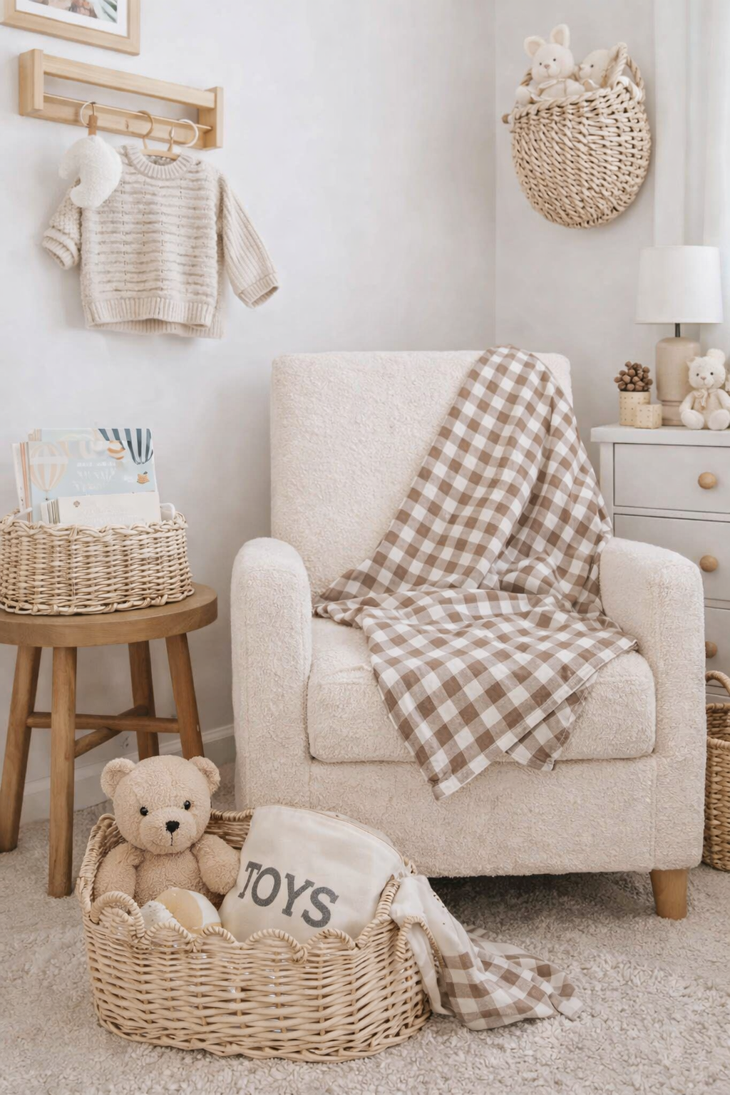 Mocha Check Bamboo Muslin Swaddle Blanket