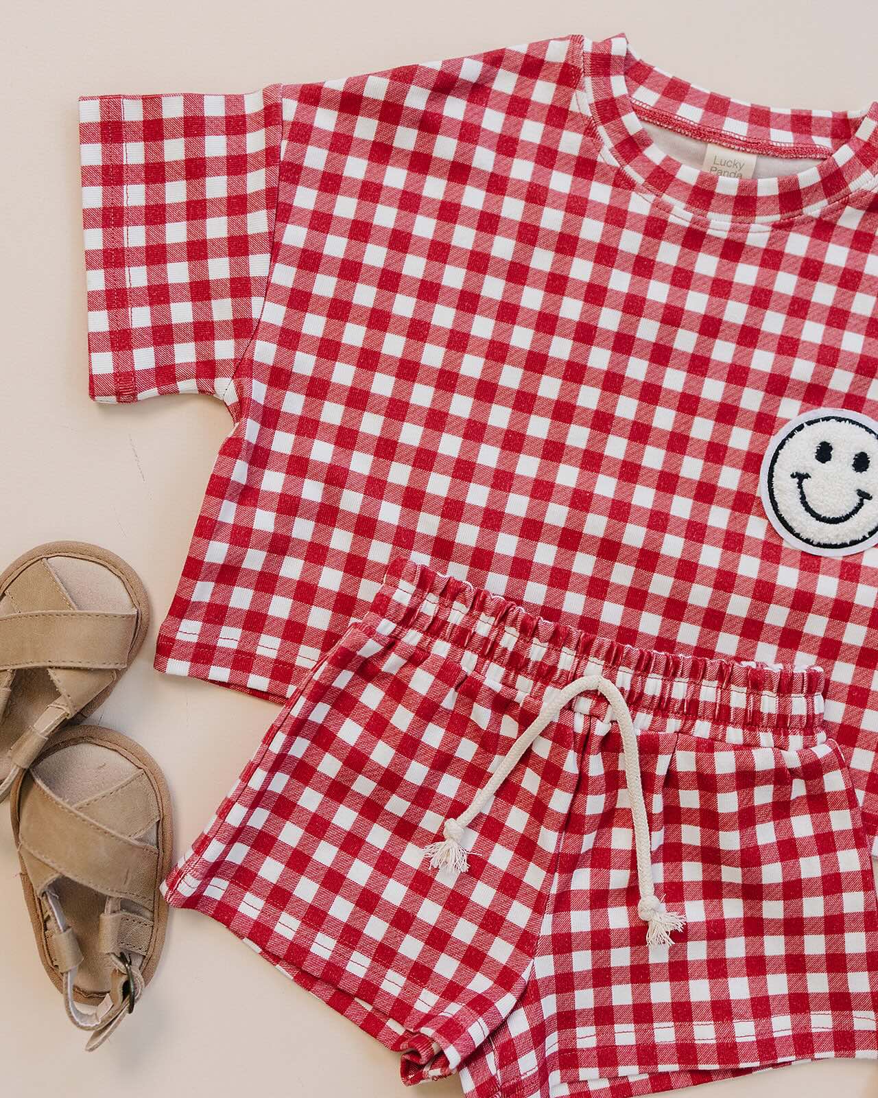 Red Gingham Shorts Set