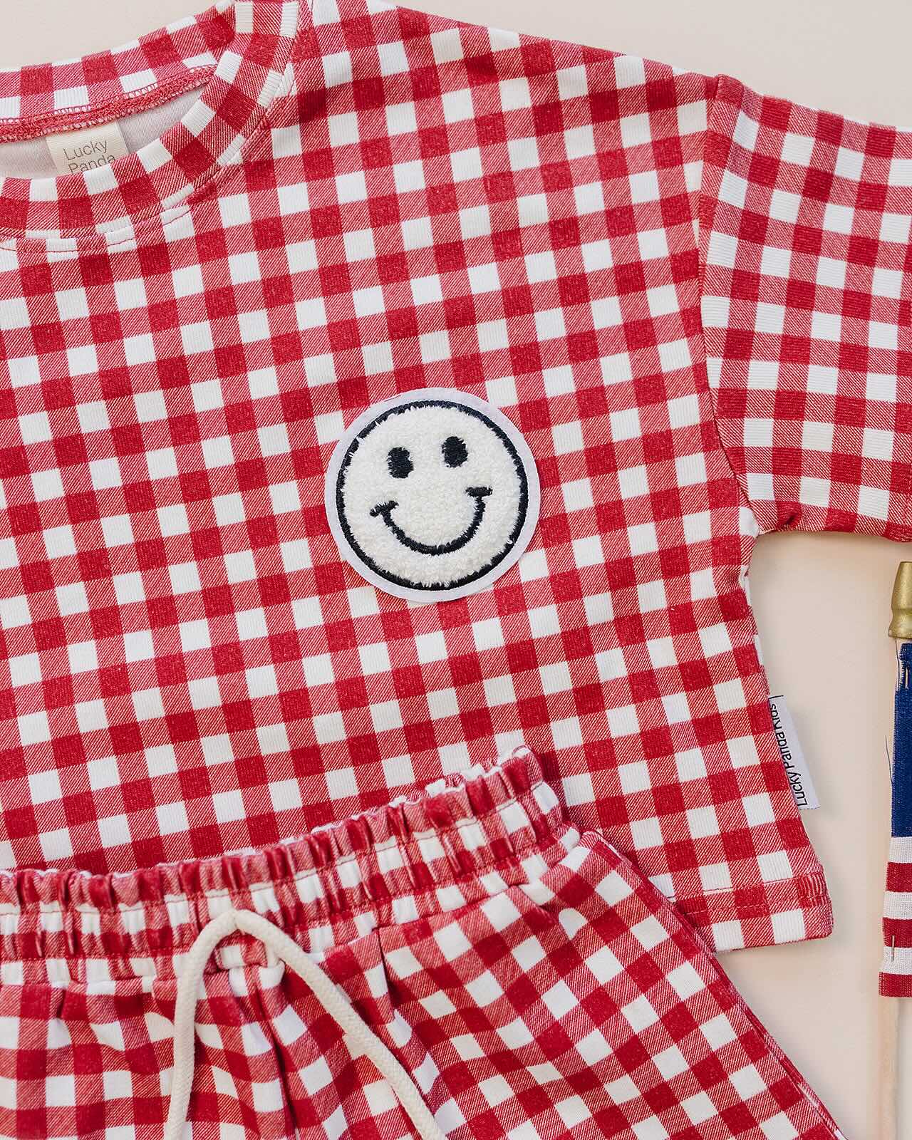 Red Gingham Shorts Set