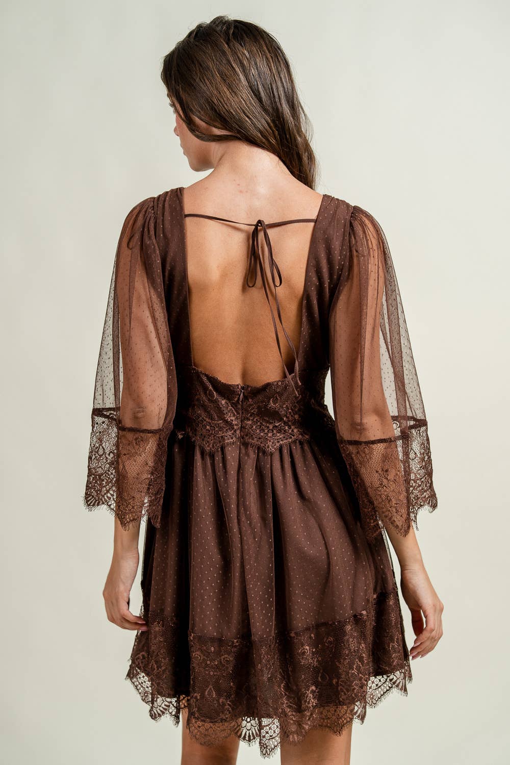 Darlin Mesh Eyelash Trim Mini Dress