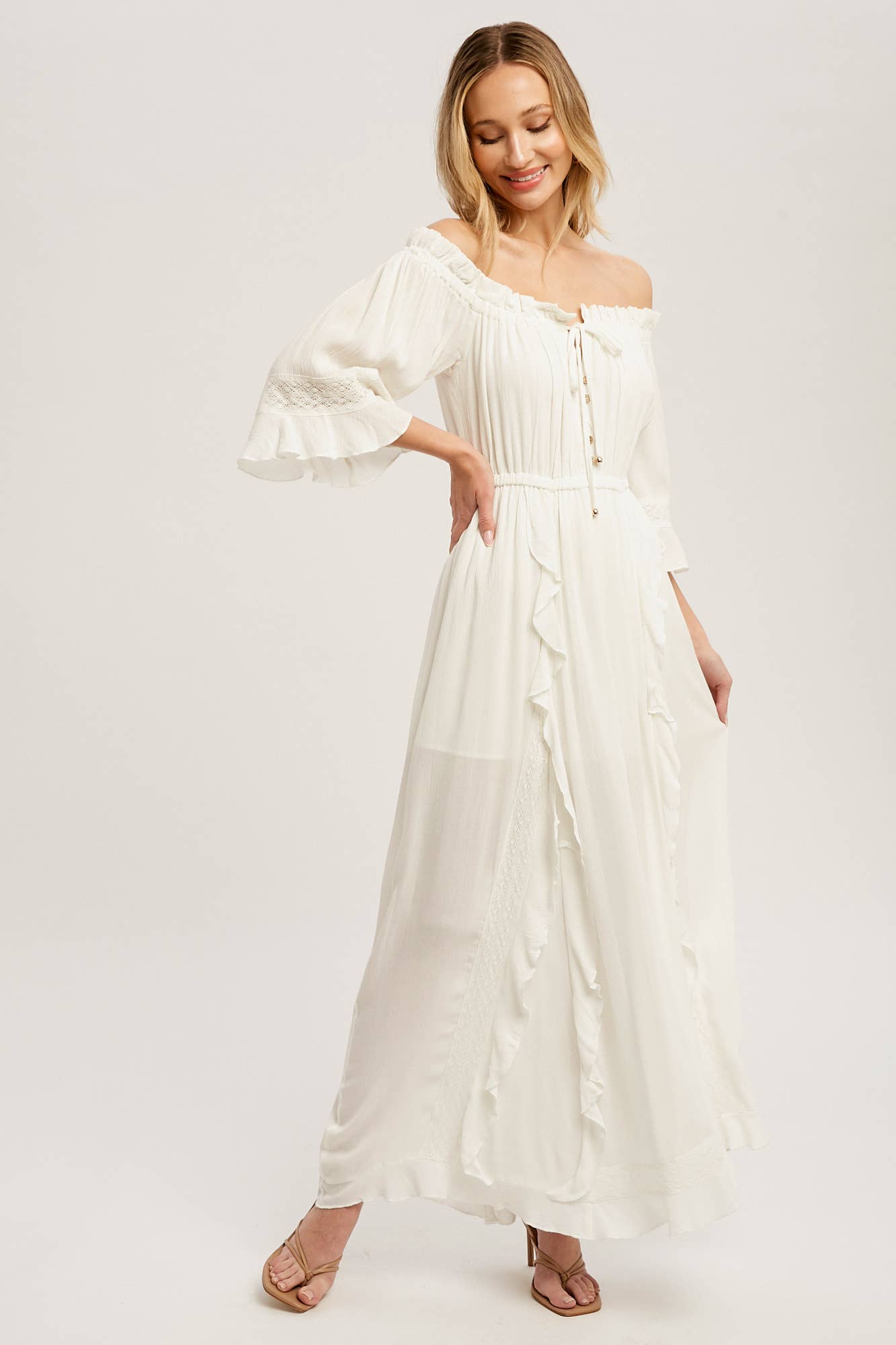 Off The Shoulder Boho Maxi Dress