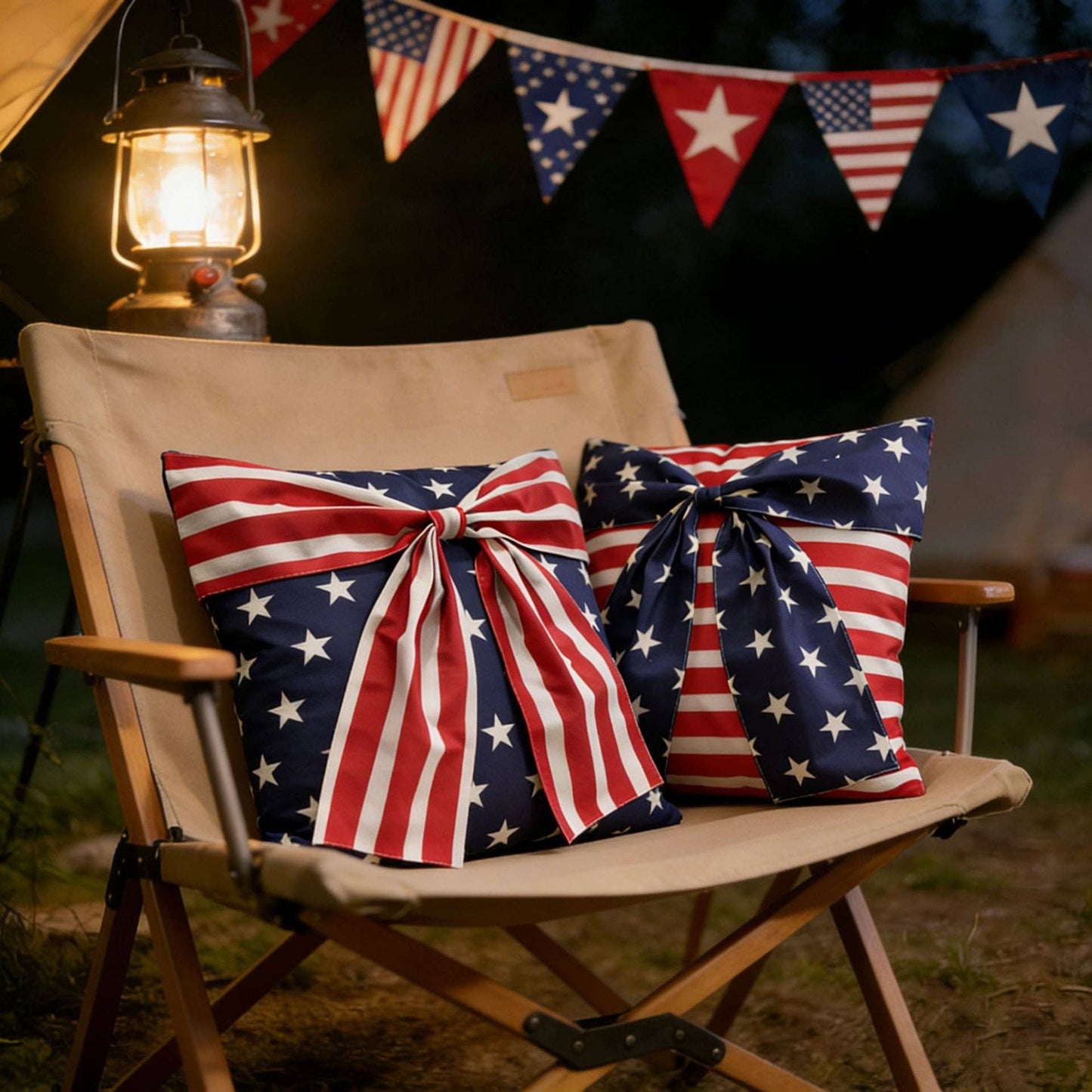 4th of July American Flag Bow Pillow Case/Cover