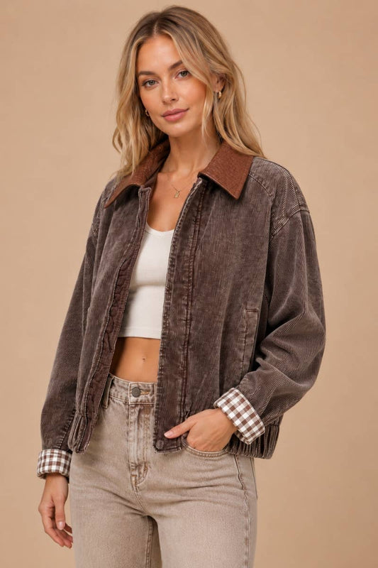 Mineral Wash  Corduroy Bomber Jacket