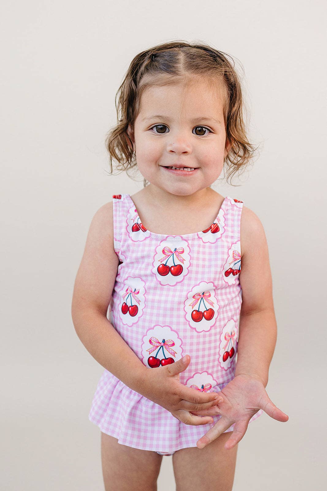 Gingham Cherry One Piece Swimmie