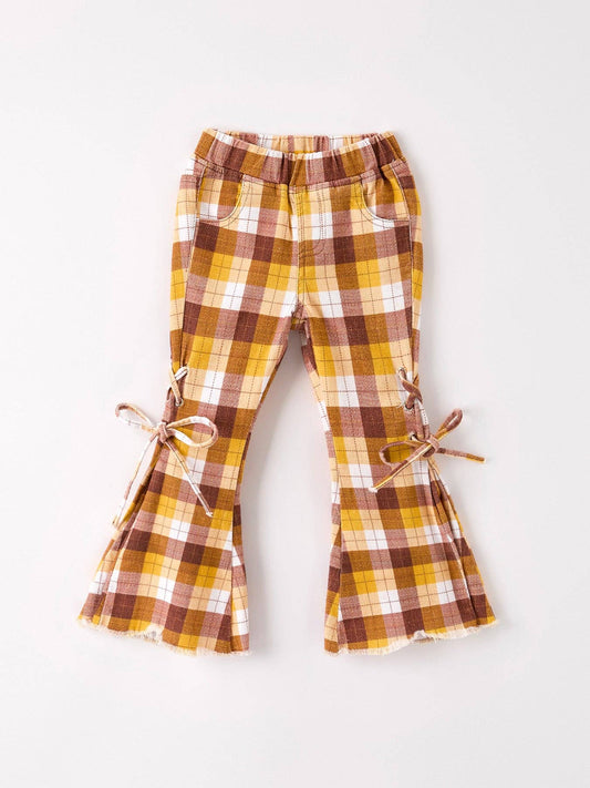 Fall Plaid Bowknot Pants