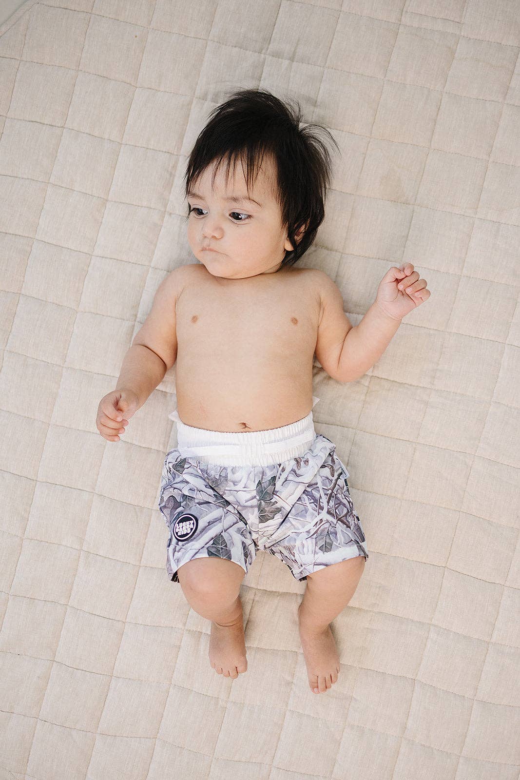 Levitt Light Wash Camo Swim Trunks