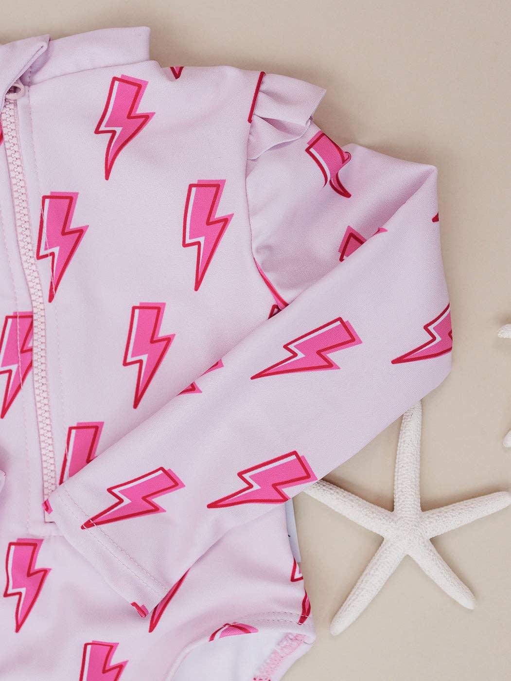 Pink Bolts Long Sleeve Rash Guard Swimmie