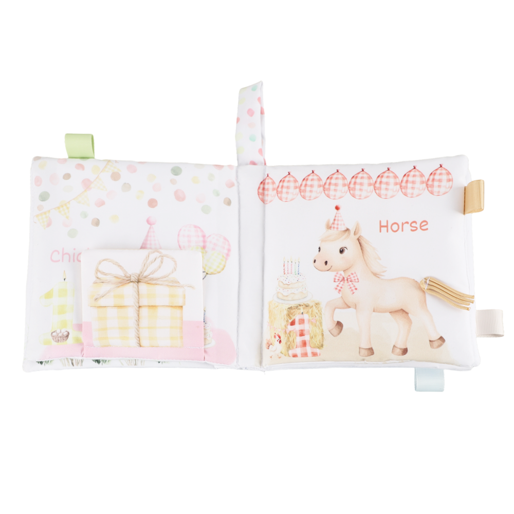 Birthday on the Farm10-Page Crinkle Soft Cloth Baby Book