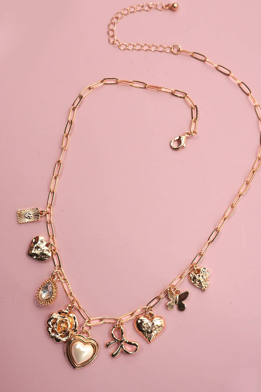 Coquette Heart Charm Necklace