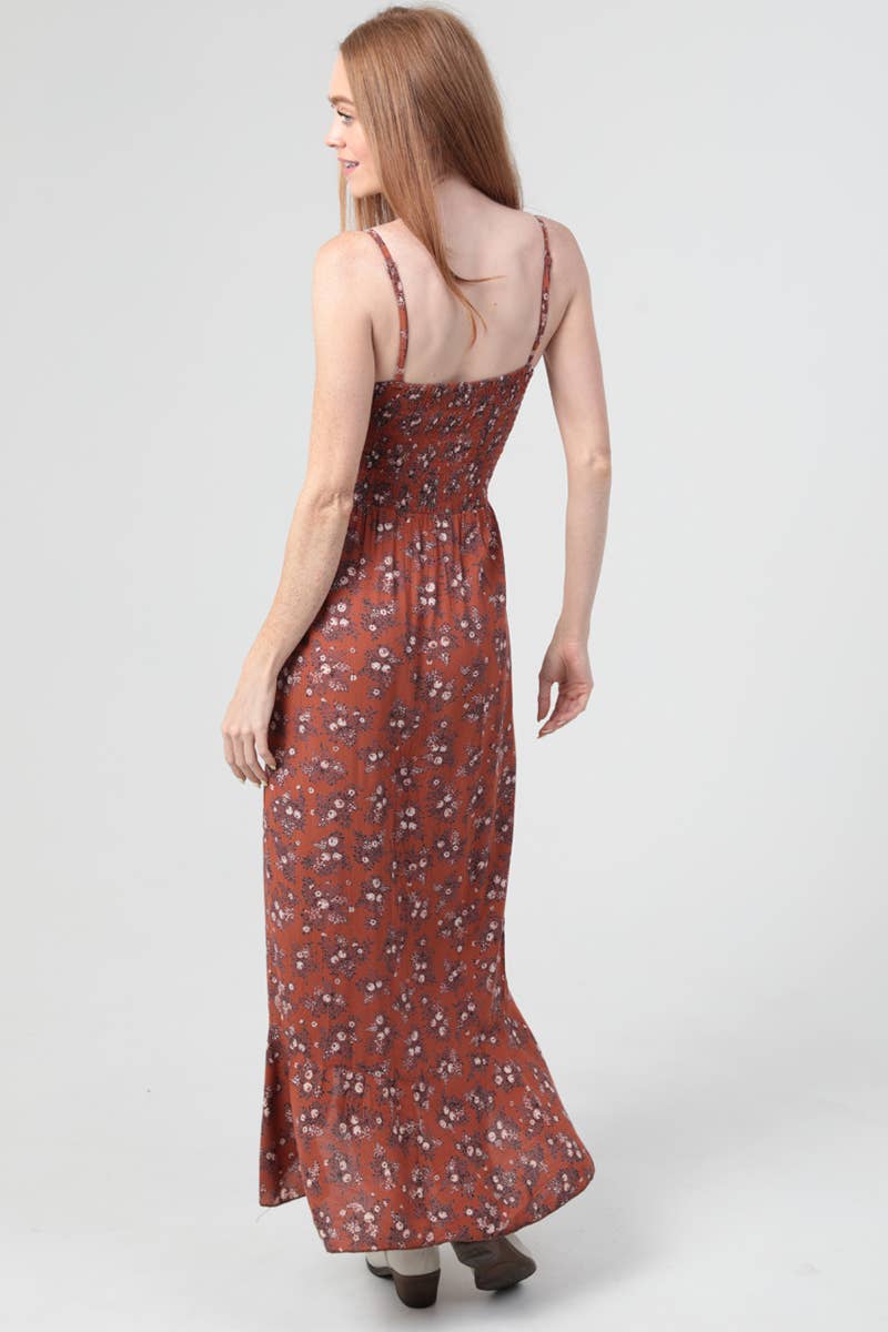 Tambra Twist Front Double Ruffle Maxi Dress w/Slit