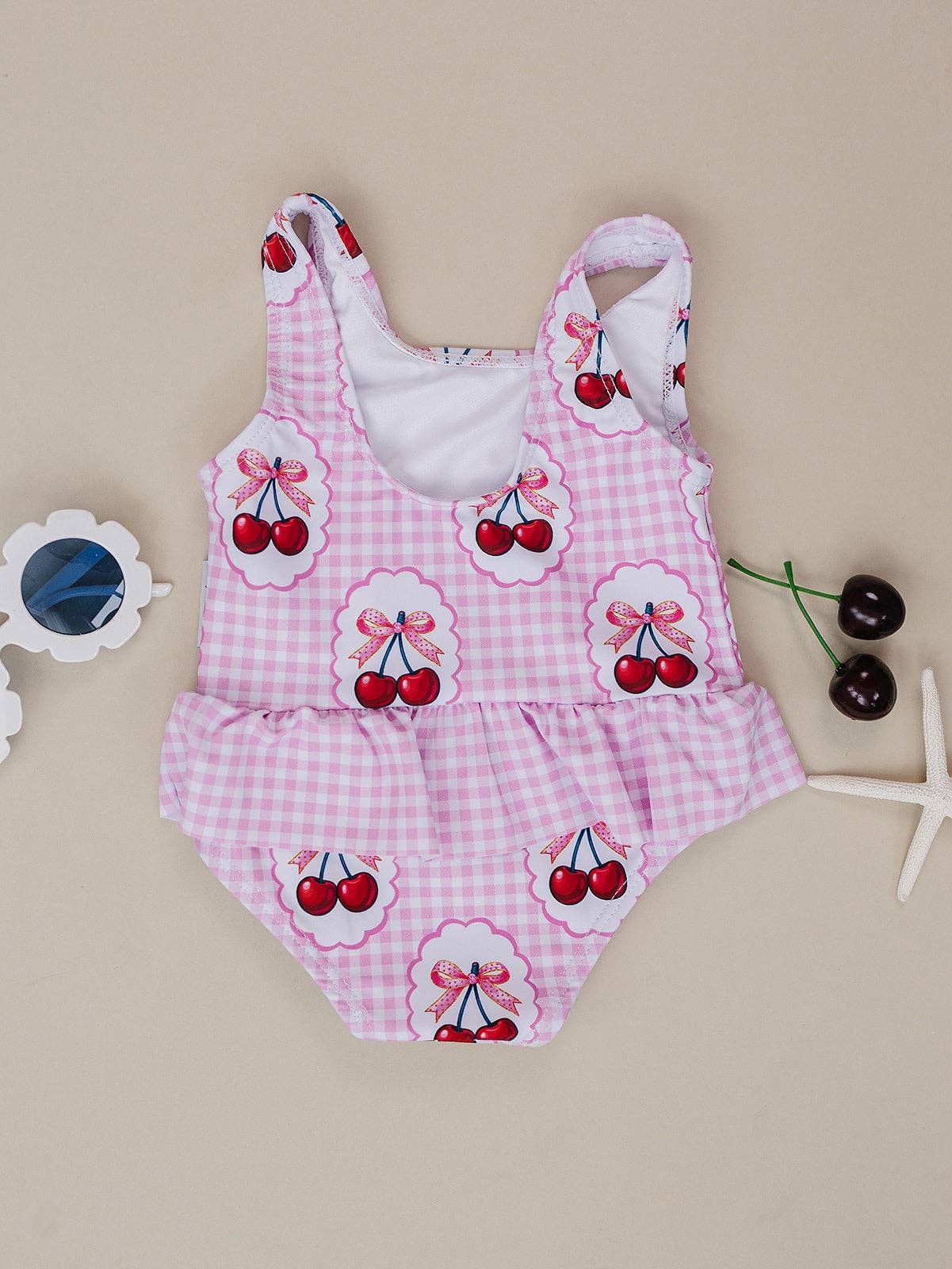 Gingham Cherry One Piece Swimmie