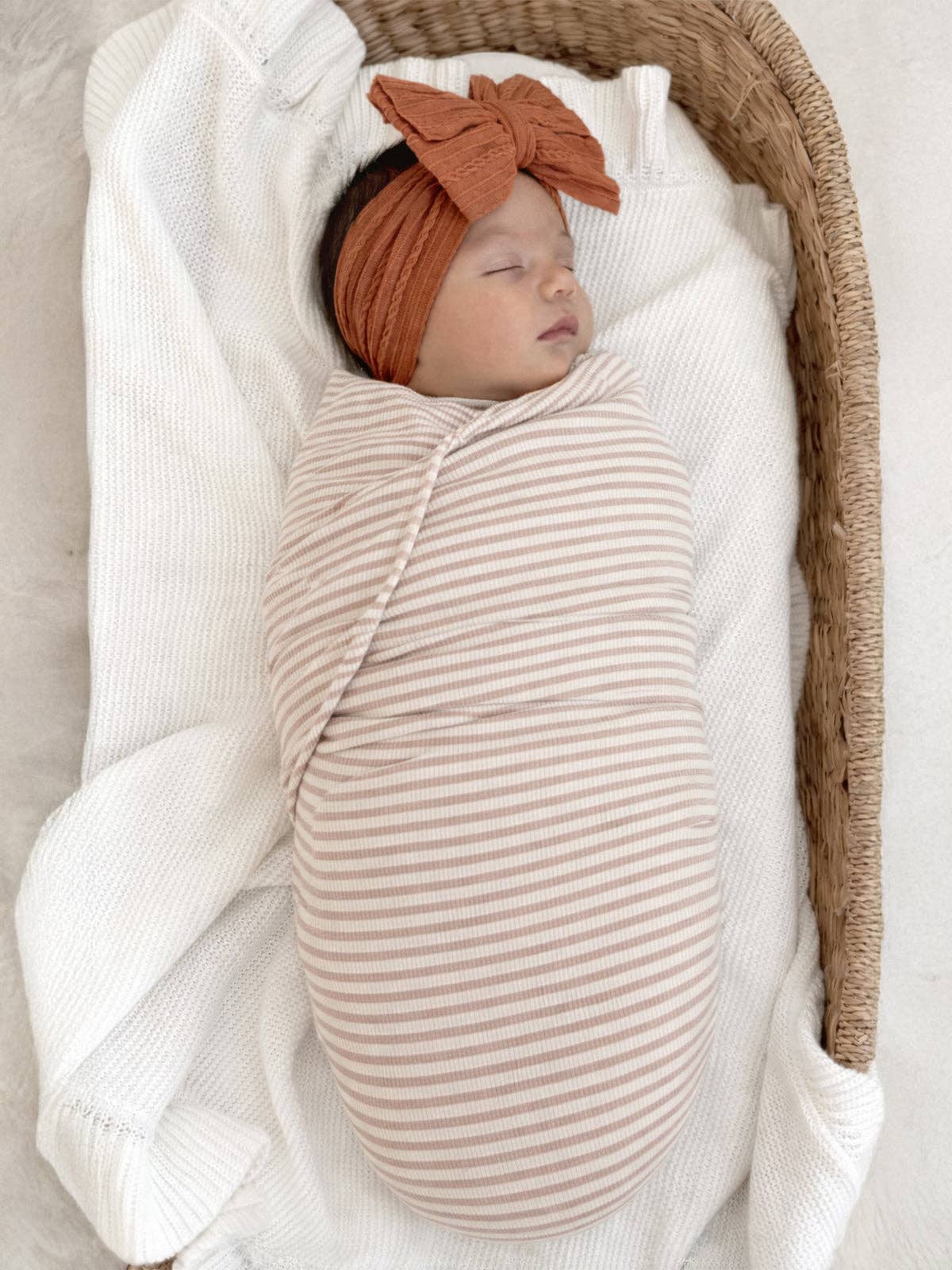 Neutral Stripe Ribbed Swaddle