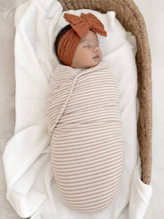 Neutral Stripe Ribbed Swaddle