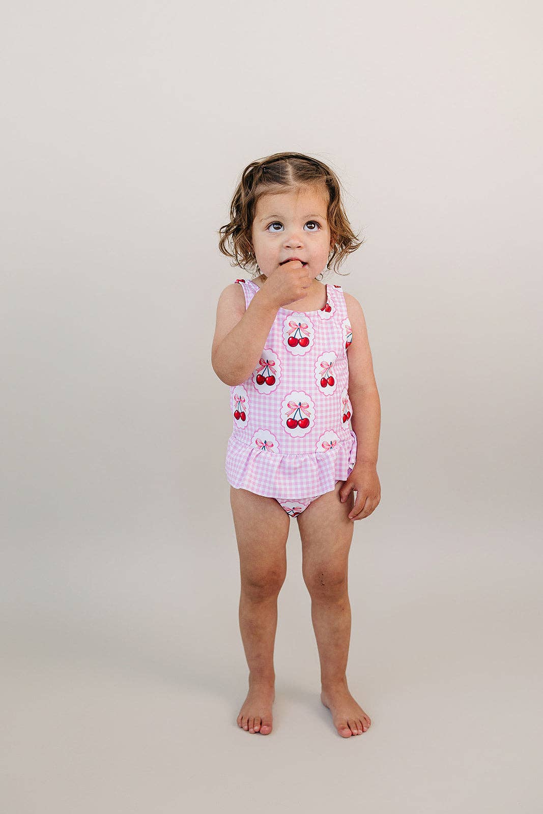 Gingham Cherry One Piece Swimmie