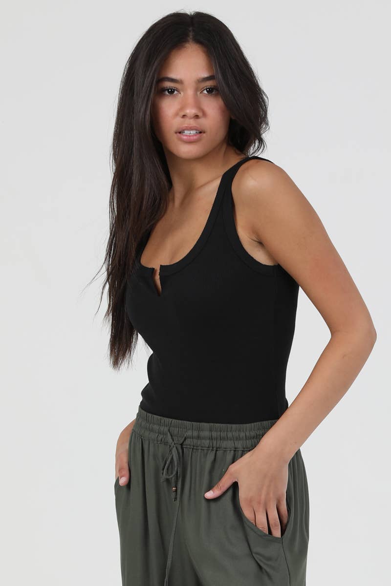 Natalie Notch Ribbed Tank Top