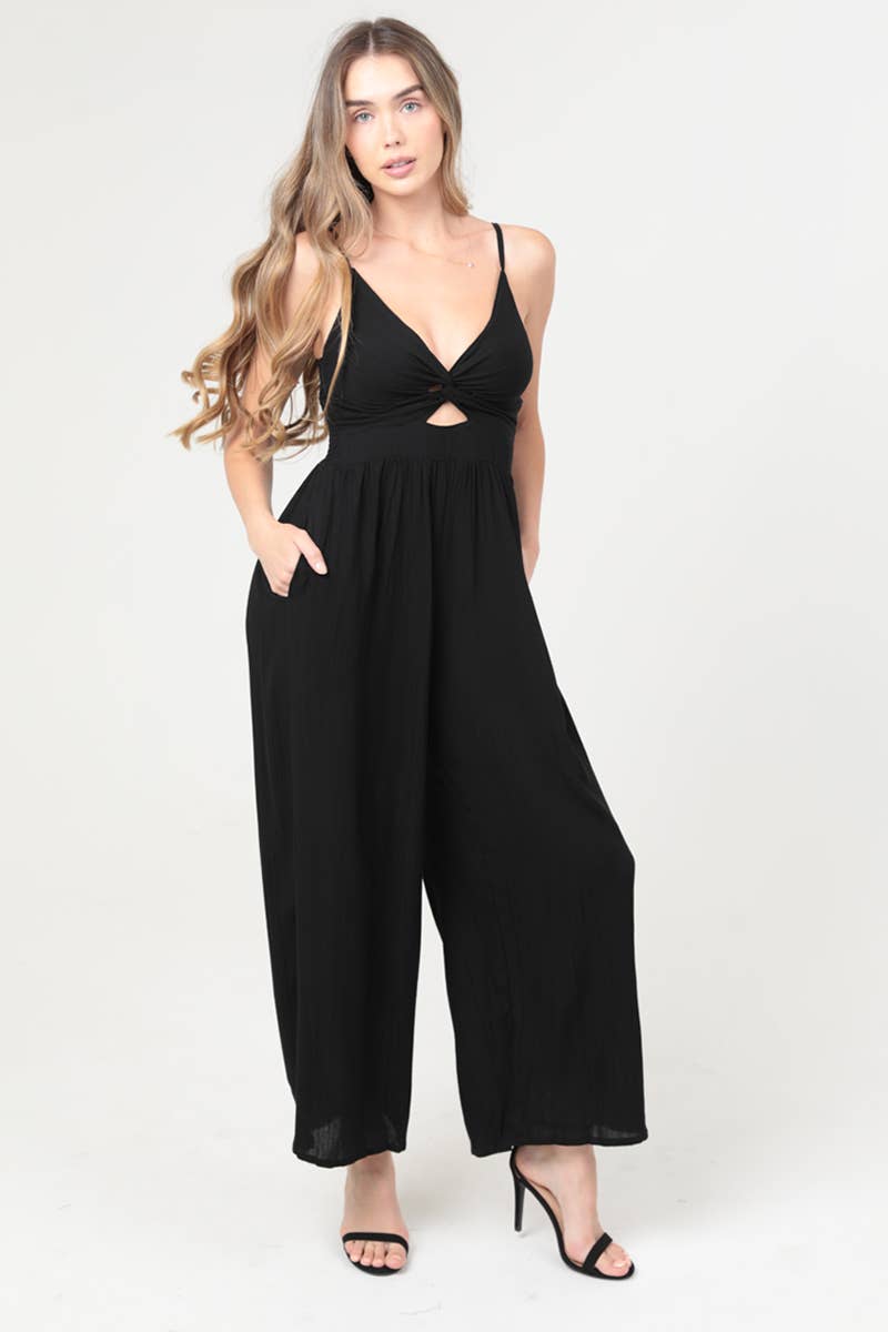 Stetson Twist Front Cutout Jumpsuit W/Pockets