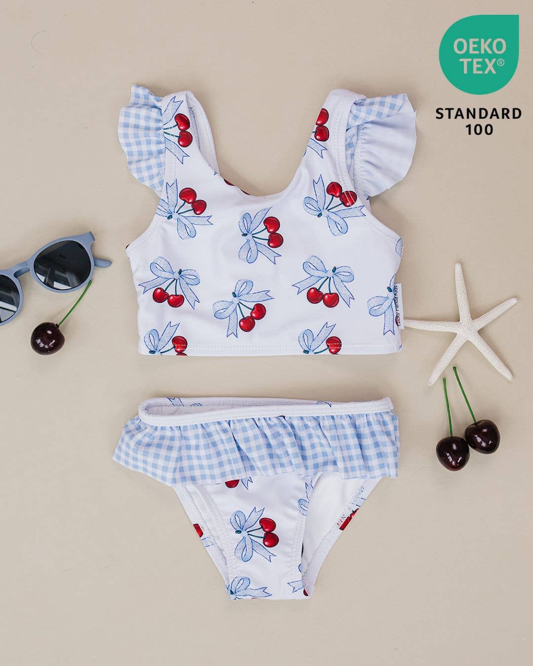 Baby Blue Cherry Two Piece Swimmie