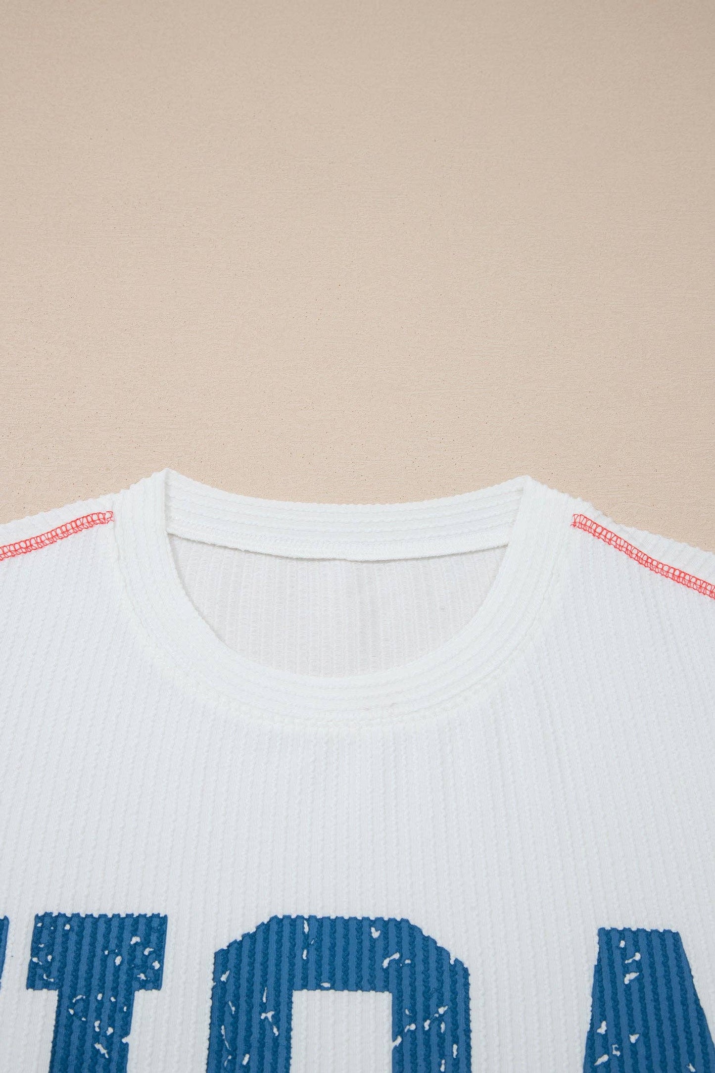 USA Ribbed Graphic Top Loose Fit Flag Day July 4th