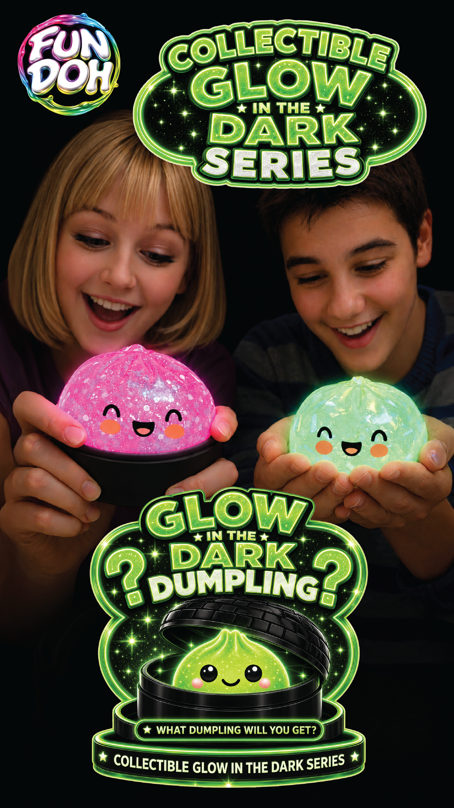 Glow-in-the-Dark Mystery Dumpling Squishy Black Steamer