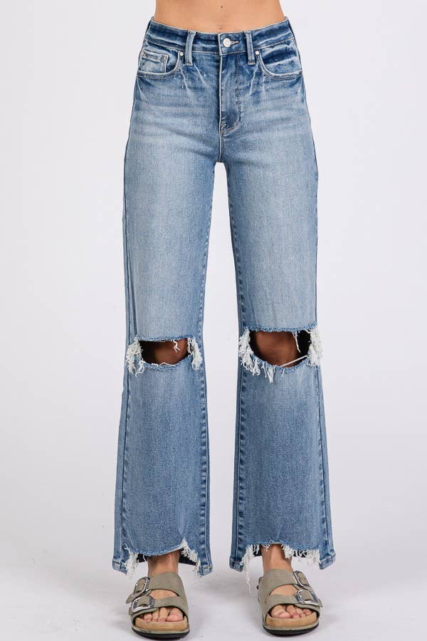 Megan High Rise Stretch Destroyed Hem