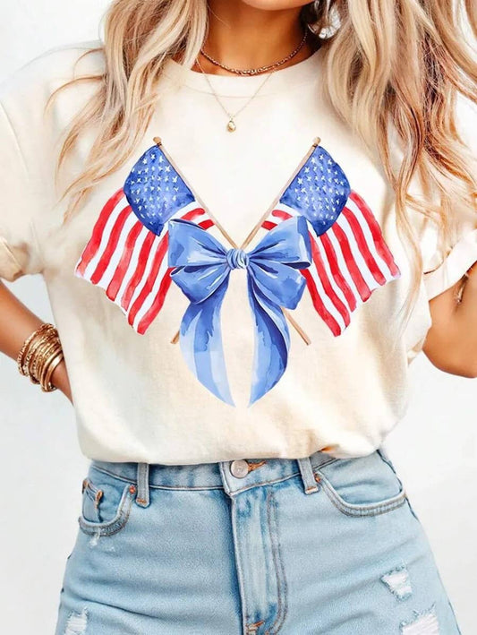USA Flag Bow Graphic Tee